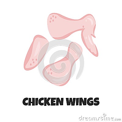 Vector Realistic Illustration of Raw Chicken Wings Vector Illustration