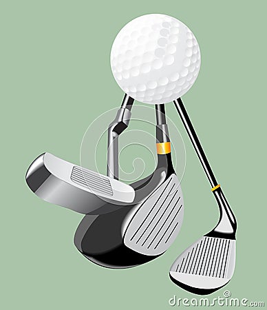 Vector realistic illustration. Golf club and ball. putter. Vector Illustration