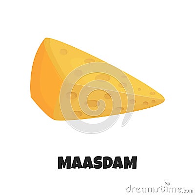 Vector Realistic Illustration of Maasdam Cheese Vector Illustration
