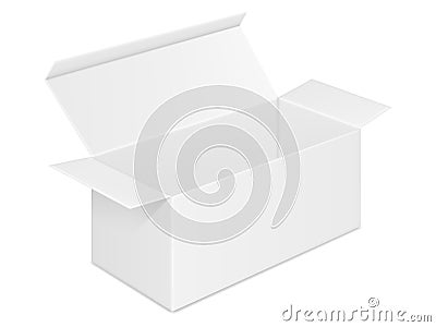 Vector realistic image of blank open rectangular paper box Stock Photo