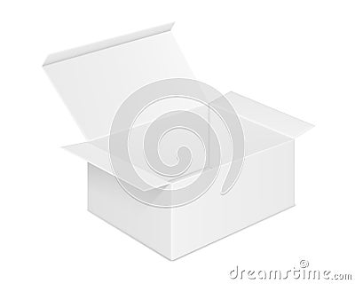 Vector realistic image of blank cardboard open rectangular box Vector Illustration