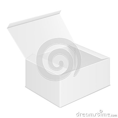 Vector realistic image of an open rectangular paper box Stock Photo