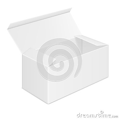 Vector realistic image of open rectangular paper box. Stock Photo