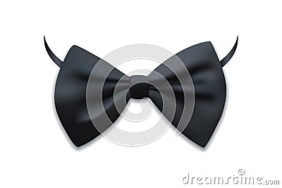 Vector realistic isolated black bow tie. Vector Illustration