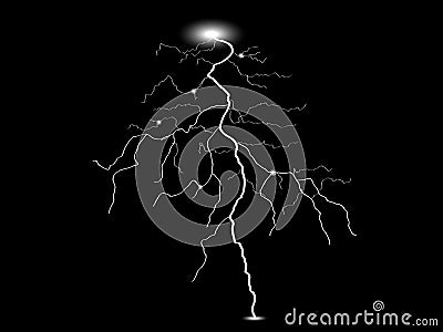 Vector realistic lightning. Thunderstorm and lightning. Magic and bright lighting effects. Vector Illustration