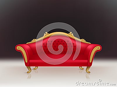 Vector realistic luxurious red velvet sofa, couch Vector Illustration