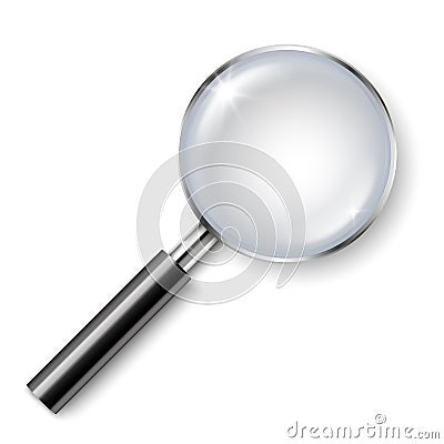 Vector realistic magnifying glass with shadow isolated on white background Vector Illustration