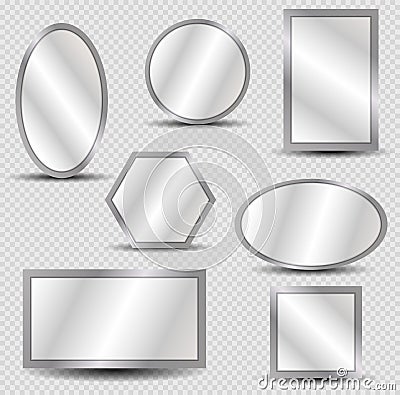 Vector realistic mirrors set with blurry reflection. Vector Illustration