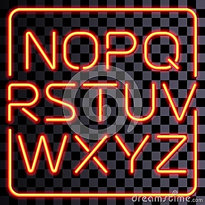 Vector realistic neon letters set Stock Photo