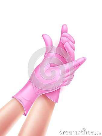 Vector realistic nurse hand wearing sterile gloves Vector Illustration