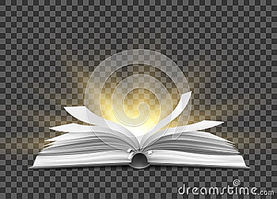 Vector realistic open book with fluttering pages Vector Illustration