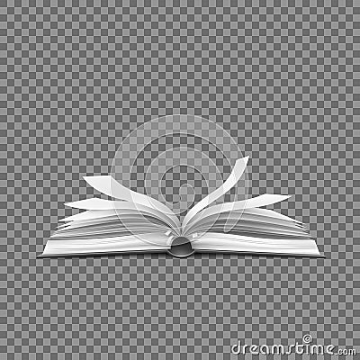 Vector realistic open book with fluttering pages Vector Illustration