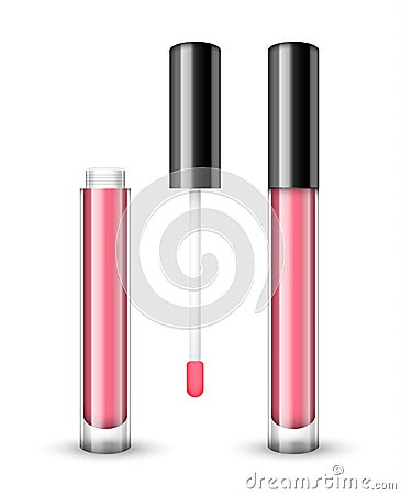 Vector realistic open and closed lip gloss isolated on white background Vector Illustration