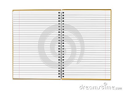 Vector realistic open empty lined paper notebook isolated on white background Vector Illustration