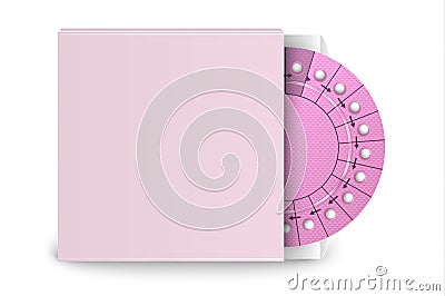 Vector Realistic Packaging of Birth Control Pills in Box Closeup . Contraceptive Pill, Hormonal Tablets. Design Vector Illustration