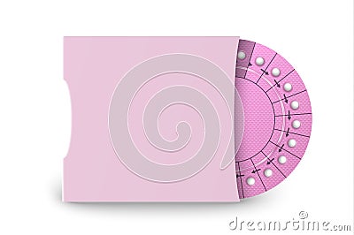 Vector Realistic Packaging of Birth Control Pills in Box Closeup Isolated. Contraceptive Pill, Hormonal Tablets. Design Vector Illustration