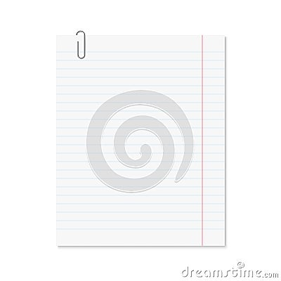 Vector realistic paper sheet blue lined Vector Illustration