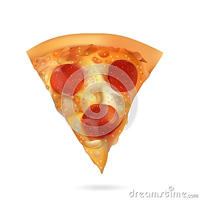 Vector Realistic Pizza Slice Illustration . Isolated On White Background Vector Illustration