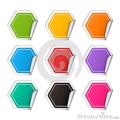 Vector realistic polygon colorful Sticker set Vector Illustration