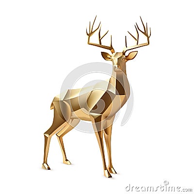 Vector realistic reindeer polygonal 3d render a Vector Illustration