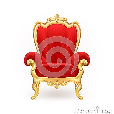 Vector realistic royal throne, luxurious red chair Vector Illustration