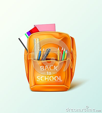 Vector realistic school bag back to school ad Vector Illustration