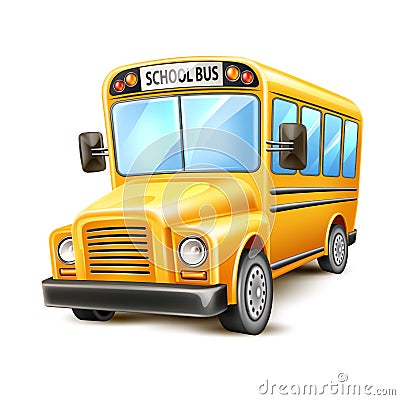 Vector realistic school bus yellow usa vehicle Vector Illustration