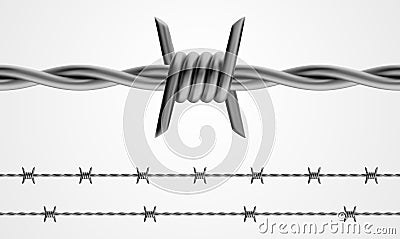 Realistic Seamless Barbed Wire Vector Illustration