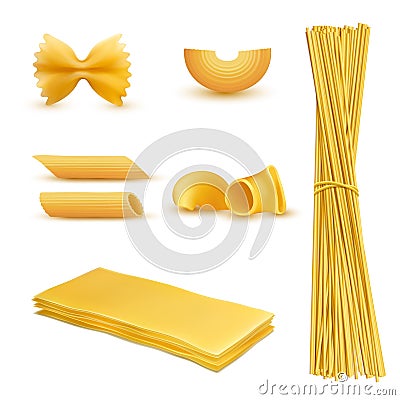 Vector realistic set of macaroni, italian pasta Vector Illustration