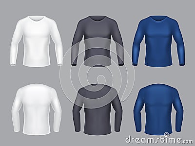 Vector realistic set of male long sleeve shirts Vector Illustration