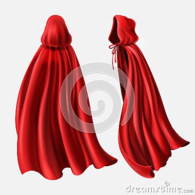 Vector set of red cloaks, flowing silk fabrics Vector Illustration