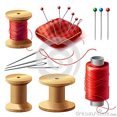 Vector realistic set of sewing supplies Vector Illustration