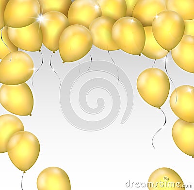 Vector realistic shiny gold balloons frame with space for your text Vector Illustration