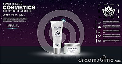 Vector realistic skin care cream night series. . Vector Illustration