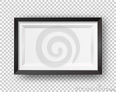 Vector realistic square empty picture frame. Mockup template with black frame boarder isolated Vector Illustration