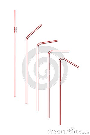 Vector realistic straw set on white background Vector Illustration