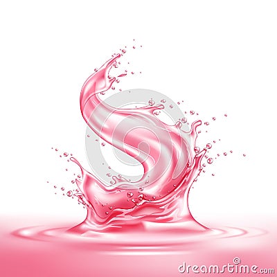 Vector realistic strawberry slice juice splash Vector Illustration