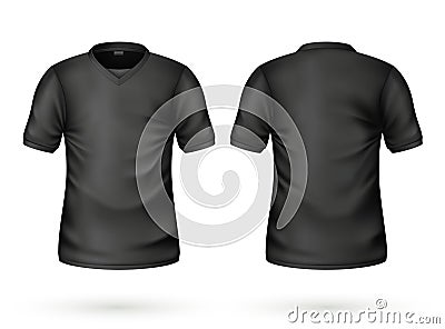 Vector realistic t-shirt black blank mockup Vector Illustration