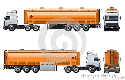 Vector realistic tanker truck template isolated on white Vector Illustration