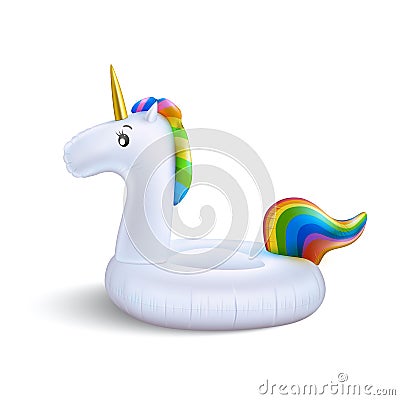 Vector realistic unicorn inflatable pool ring Vector Illustration