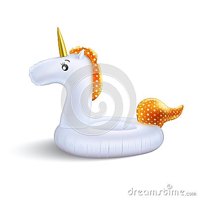 Vector realistic unicorn inflatable pool ring Vector Illustration