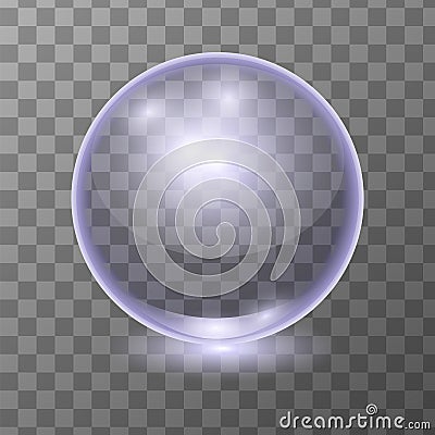 Vector realistic violet transparent glass ball, Vector Illustration