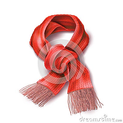 Vector realistic knitted warm scarf chirstmas sign Vector Illustration