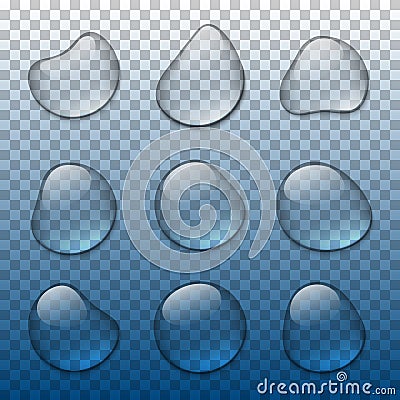 Vector realistic water drops set Vector Illustration