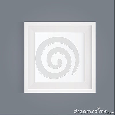 Vector realistic white picture frame. Vector Illustration