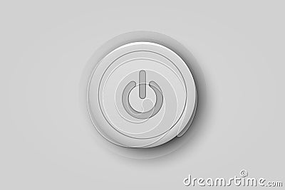 Vector Realistic White Power Plastic Knob Closeup. Circle Button Icon, Design Template of Power Volume Playback Control Vector Illustration