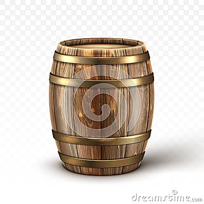 Vector realistic wooden barrel for wine or beer Vector Illustration