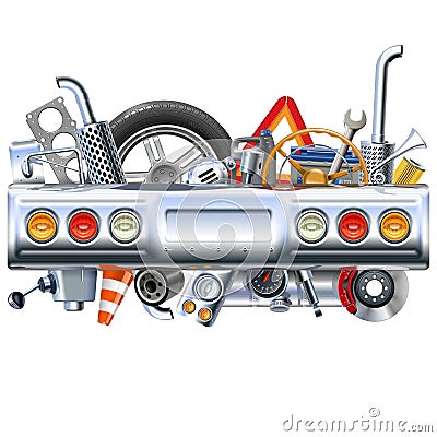 Vector Rear Car Part with Spares Vector Illustration