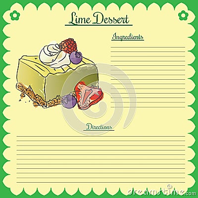 Vector recipe. Lime cupcake Vector Illustration