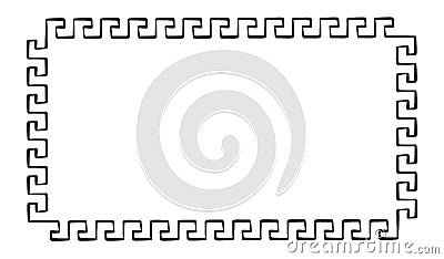 vector rectangle frame with seamless meander pattern. Greek key decorative border, constructed from continuous lines Vector Illustration